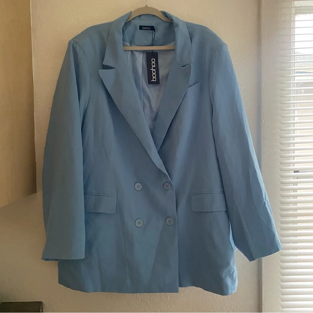 Boohoo Blue Oversized Blazer NWT - Picture 3 of 15